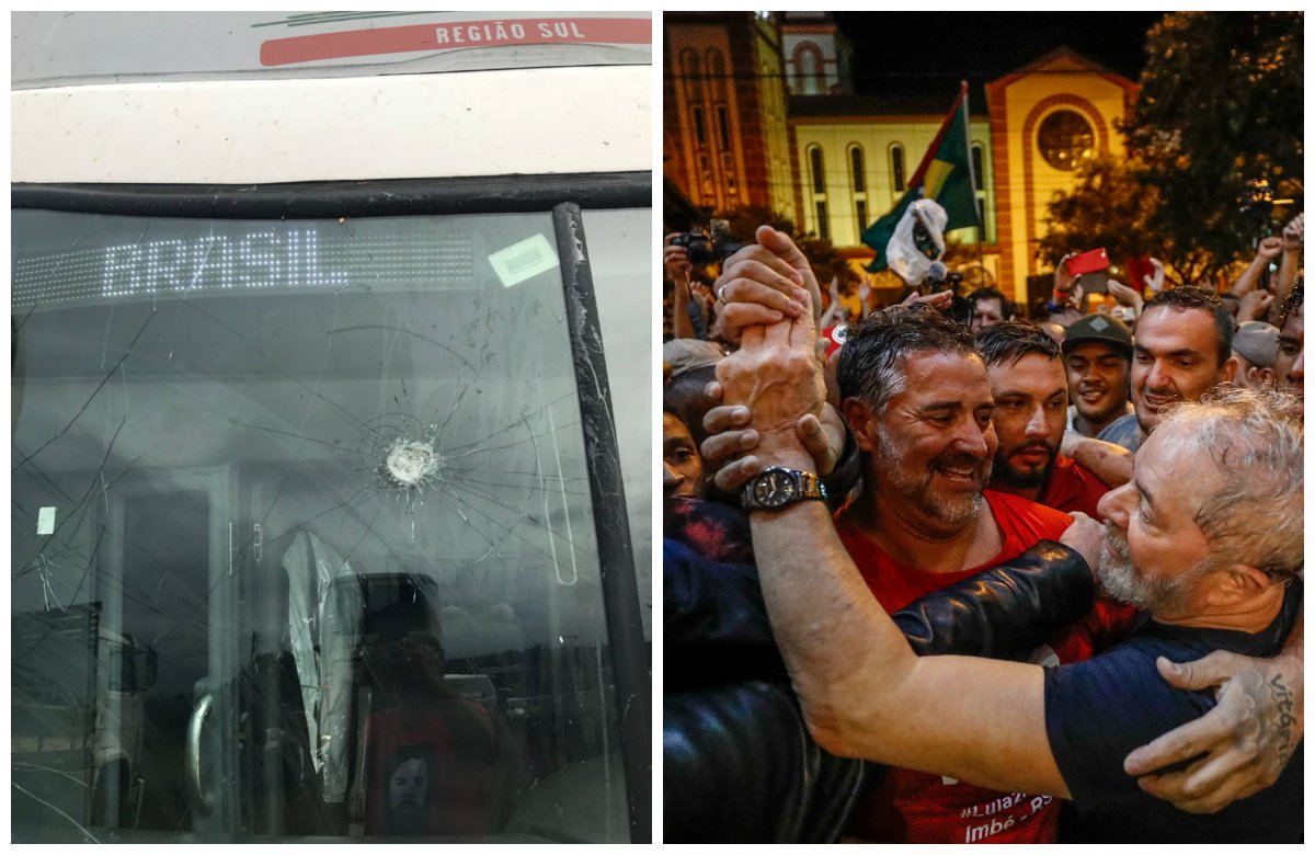 Fascistas atacam caravana de Lula sob risos da polícia catarinense Fascistas atacam caravana de Lula sob risos da polícia catarinense
