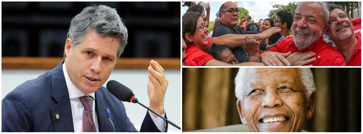 Teixeira: Lula e Mandela são duas vidas dedicadas à igualdade de direitos (Foto: Esq.: Câmara / Dir.: em cima (Stuckert)) Teixeira: Lula e Mandela são duas vidas dedicadas à igualdade de direitos