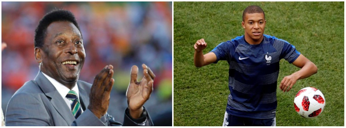 Pelé parabeniza Mbappé por igualar feito: ‘é ótimo ter a sua companhia’ (Foto: Esq.: Louafi Larbi - Reuters / Dir.: Reuters) Pelé parabeniza Mbappé por igualar feito: ‘é ótimo ter a sua companhia’