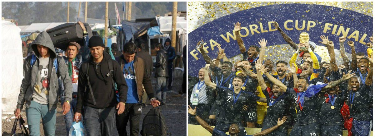 Os grandes vitoriosos da Copa são os refugiados (Foto: Esq.: Pascal Rossignol - Reuters / Dir.: Kai Pfaffenbach - Reuters) Os grandes vitoriosos da Copa são os refugiados