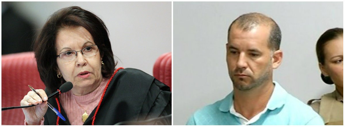 Laurita Vaz, como plantonista, solta preso condenado a 30 anos por assassinato (Foto: Esq.: Divulgação / Dir.: Reprodução) Laurita Vaz, como plantonista, solta preso condenado a 30 anos por assassinato
