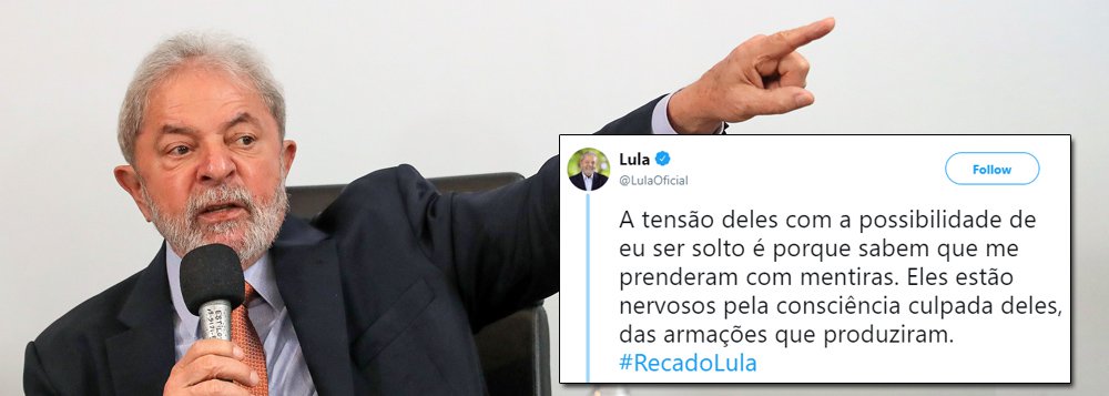 Lula: tensão sobre soltura é porque sabem que me prenderam com mentiras Lula: tensão sobre soltura é porque sabem que me prenderam com mentiras