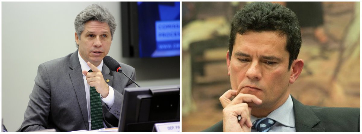 Teixeira: “de férias em Portugal, Moro rompeu a Constituição” (Foto: Esq.: Lúcio Bernardo Jr. - Câmara / Dir.: Lula Marques - Agência PT) Teixeira: “de férias em Portugal, Moro rompeu a Constituição”