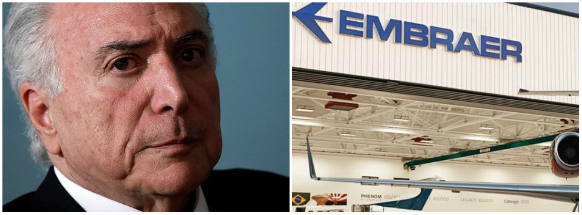 Metalúrgicos pedirão a Temer veto à venda da Embraer (Foto: Esq.: Ueslei Marcelino - Reuters) Metalúrgicos pedirão a Temer veto à venda da Embraer
