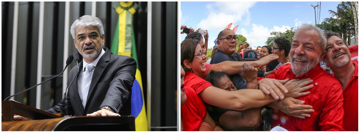 Não tem porque o PT pensar em outra alternativa que não seja Lula, diz Humberto (Foto: Esq.: Moreira Mariz - Ag. Senado / Dir.: Stuckert) Não tem porque o PT pensar em outra alternativa que não seja Lula, diz Humberto