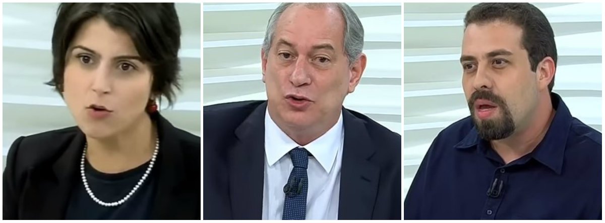 A diferença de tratamento entre Manuela, Ciro e Boulos reflete machismo e preconceito ideológico (Foto: Reprodução) A diferença de tratamento entre Manuela, Ciro e Boulos reflete machismo e preconceito ideológico