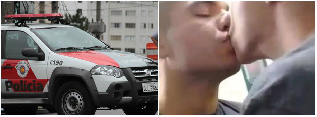 PM pede afastamento após divulgação de vídeo em que beija outro homem em SP (Foto: Dir.: Reprodução - Facebook) PM pede afastamento após divulgação de vídeo em que beija outro homem em SP