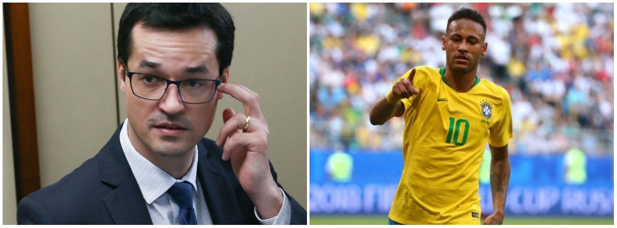 DCM: Dallagnol é uma espécie de Neymar sem a parte do talento, mas com a da canastrice (Foto: Esq.: Fabio Pozzebom - ABR / Dir.: Michael Dalder - Reuters) DCM: Dallagnol é uma espécie de Neymar sem a parte do talento, mas com a da canastrice
