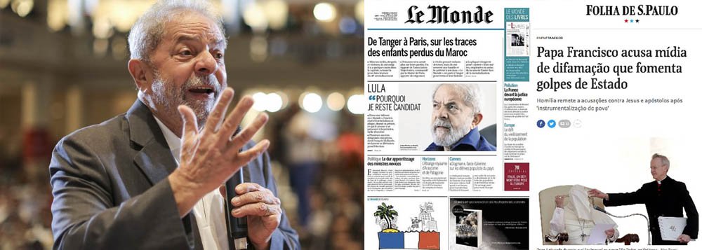 Manchetômetro: o dia em que os jornais quiseram esconder Lula e o papa Francisco Manchetômetro: o dia em que os jornais quiseram esconder Lula e o papa Francisco