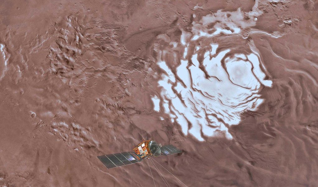 Cientistas descobrem lago de água líquida em Marte Cientistas descobrem lago de água líquida em Marte