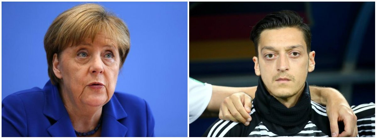 Angela Merkel homenageia Özil e diz que respeita aposentadoria da seleção (Foto: Esq.: Hannibal - Reuters / Dir.: Michael Dalder - Reuters) Angela Merkel homenageia Özil e diz que respeita aposentadoria da seleção