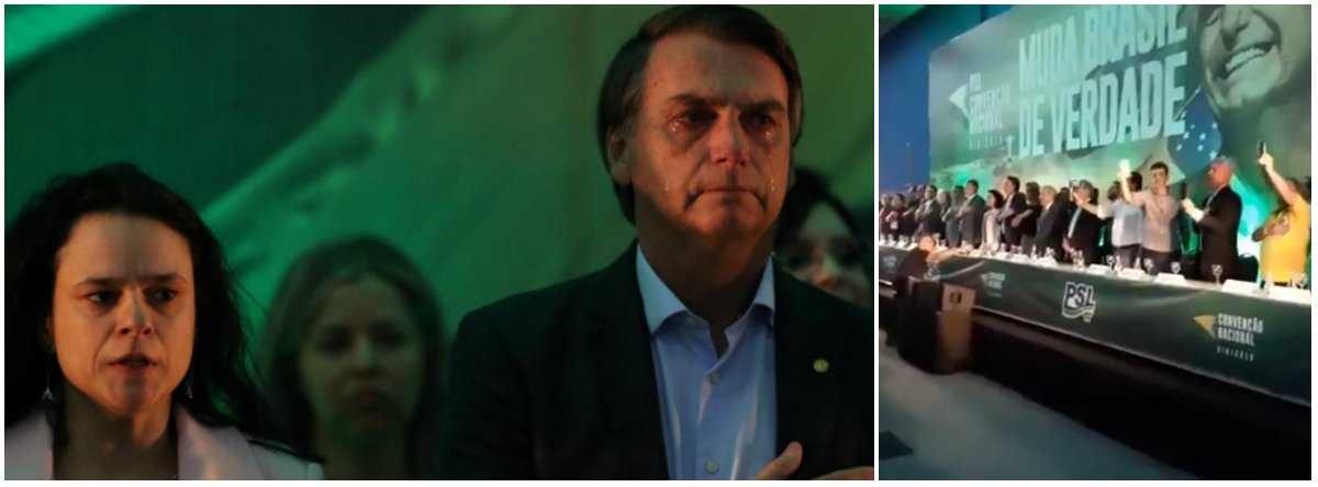 Bolsonaro chora ao ser confirmado candidato à Presidência (Foto: Reuters/Reprodução vídeo) Bolsonaro chora ao ser confirmado candidato à Presidência