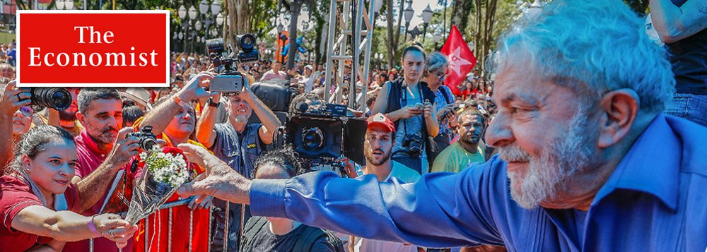 The Economist: brasileiros considerarão eleição ilegítima se Lula não concorrer The Economist: brasileiros considerarão eleição ilegítima se Lula não concorrer