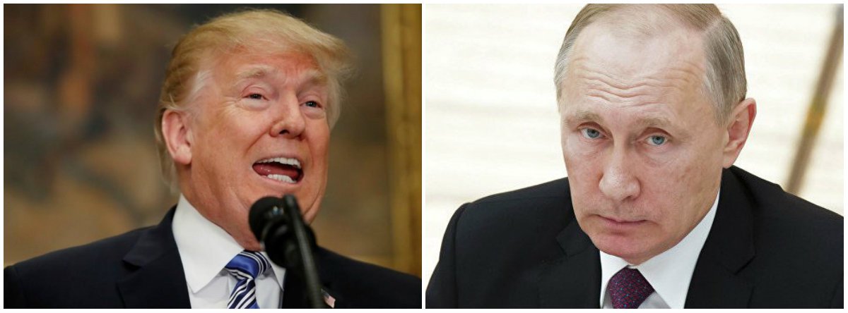 Trump diz que responsabiliza Putin pessoalmente por interferência em eleição (Foto: Esq.: Leah Millis - Reuters) Trump diz que responsabiliza Putin pessoalmente por interferência em eleição