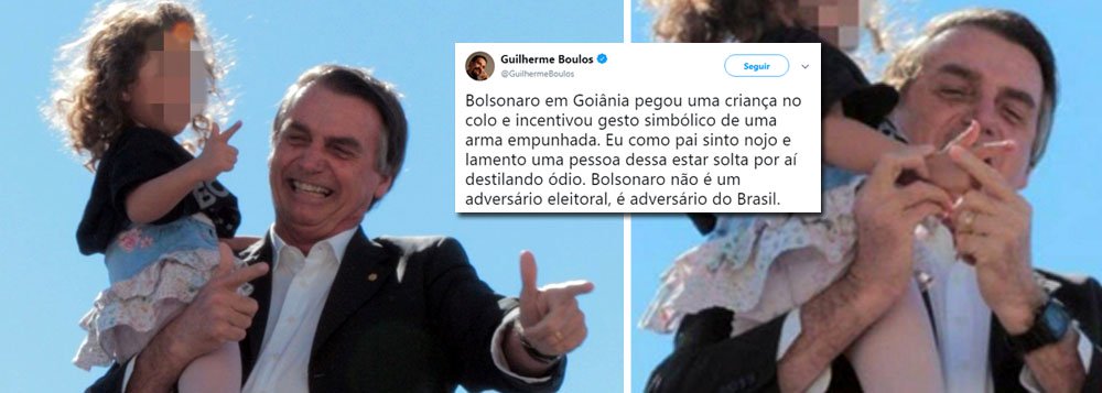 Presidenciáveis criticam gesto de arma feito por Bolsonaro com criança Presidenciáveis criticam gesto de arma feito por Bolsonaro com criança