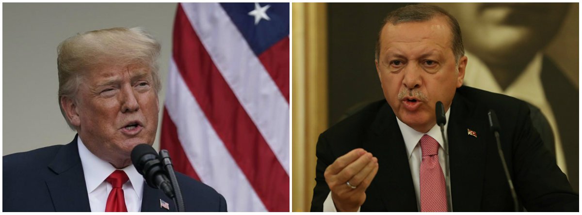 Economia mundial reage a crise entre Turquia e EUA e pode atingir Otan (Foto: Esq.: Joshua Roberts - Reuters / Dir.: Osman Orsal - Reuters) Economia mundial reage a crise entre Turquia e EUA e pode atingir Otan