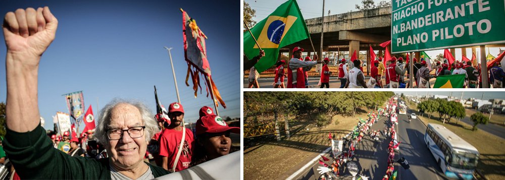 Marcha nacional Lula Livre chega ao perímetro urbano de Brasília (Foto: MST) Marcha nacional Lula Livre chega ao perímetro urbano de Brasília