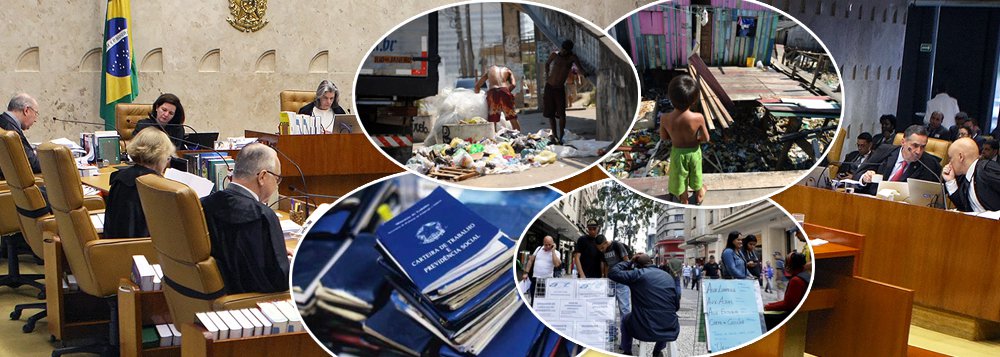 O aumento do Judiciário, as filas do desemprego, dos ônibus e dos hospitais (Foto: STF | Reuters | ABR) O aumento do Judiciário, as filas do desemprego, dos ônibus e dos hospitais