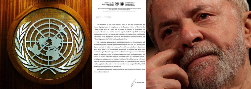 ONU pronuncia-se oficialmente: Lula tem direito de ser candidato ONU pronuncia-se oficialmente: Lula tem direito de ser candidato