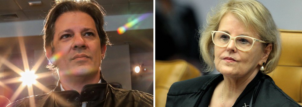 Haddad: Rosa tem de julgar conforme a lei, não seguir ligações que for receber (Foto: Ricardo Stuckert | Carlos Moura/SCO/STF (09/08/2018)) Haddad: Rosa tem de julgar conforme a lei, não seguir ligações que for receber