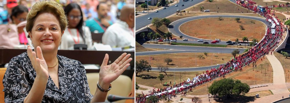 Dilma: Marcha em defesa de Lula é um ato de bravura (Foto: Stuckert | Divulgação) Dilma: Marcha em defesa de Lula é um ato de bravura