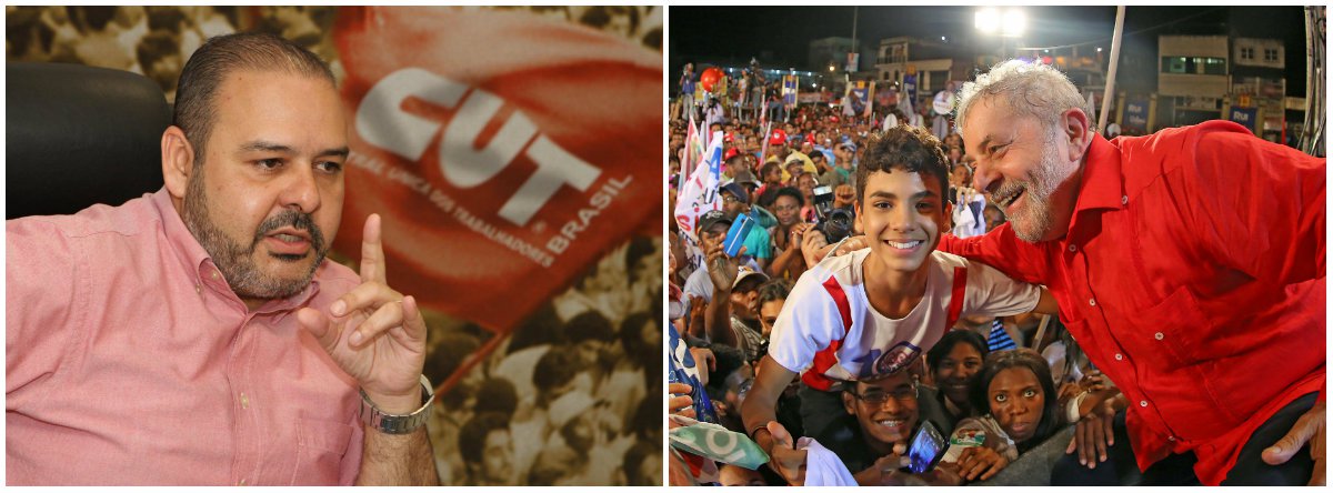 CUT oficializa: apoiamos Lula para o resgate da democracia (Foto: Esq.: CUT / Dir.: Stuckert) CUT oficializa: apoiamos Lula para o resgate da democracia