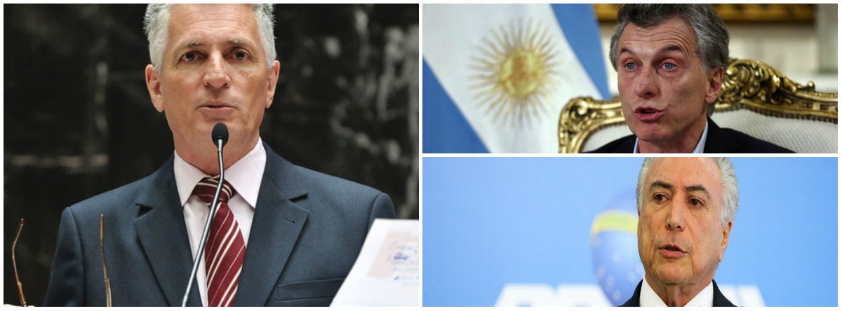 ‘Se seguirmos a agenda de Temer o destino é quebrar como a Argentina’ (Foto: Esq.: Wilson Dias / Dir.: em cima (Marcos Brindicci - Reuters); embaixo (Marcelo Camargo - ABR)) ‘Se seguirmos a agenda de Temer o destino é quebrar como a Argentina’