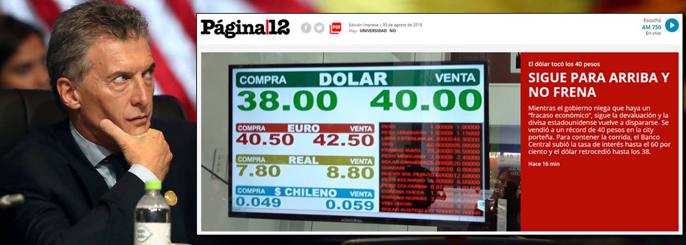 Macri quebra Argentina e põe juros a 60%. Dólar vai ao recorde de 40 pesos Macri quebra Argentina e põe juros a 60%. Dólar vai ao recorde de 40 pesos