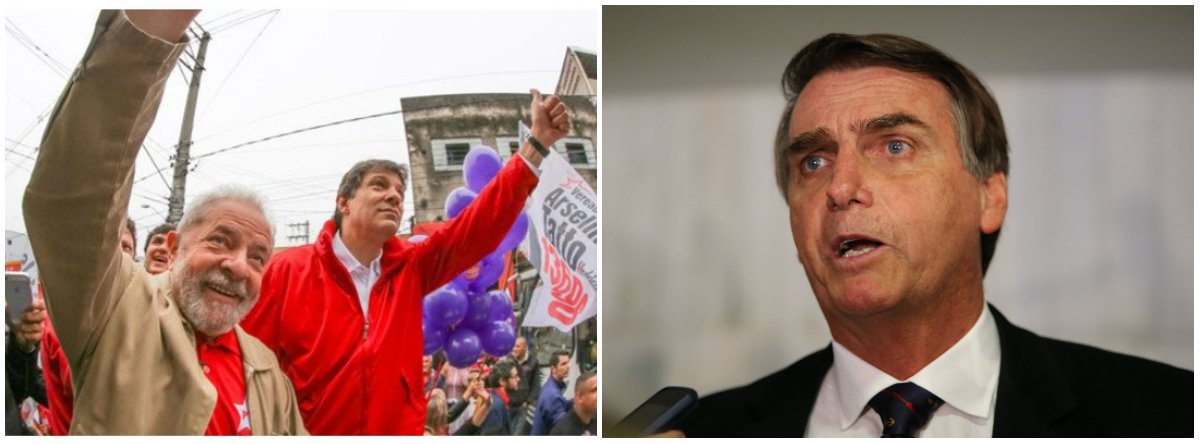 Haddad já passa para o segundo turno contra Bolsonaro, aponta pesquisa (Foto: Esq.: Stuckert / Dir.: Valter Campanato - ABR) Haddad já passa para o segundo turno contra Bolsonaro, aponta pesquisa