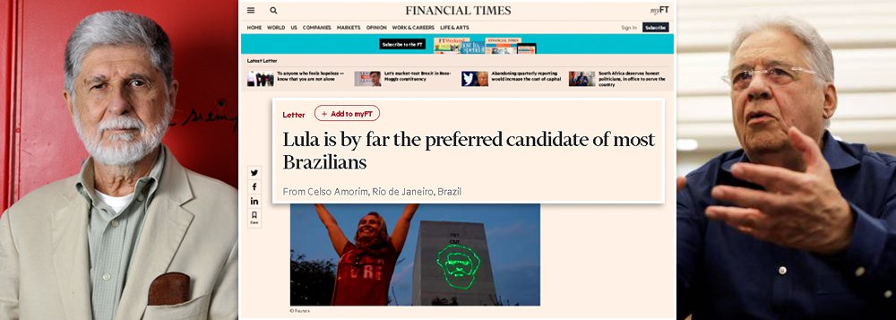 No Financial Times, Amorim critica “amargura” de FHC contra Lula No Financial Times, Amorim critica “amargura” de FHC contra Lula
