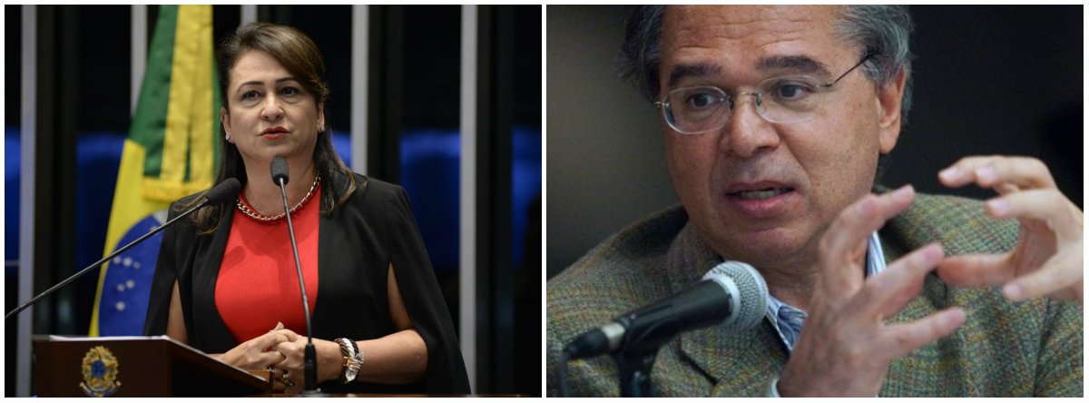 Kátia: Paulo Guedes tem o plano perfeito para destruir o agronegócio (Foto: Esq.: Jane de Araújo - Ag. Senado) Kátia: Paulo Guedes tem o plano perfeito para destruir o agronegócio