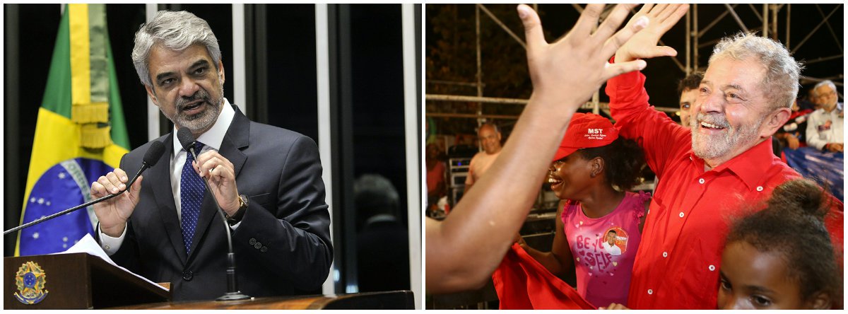“Se quisermos mudar o Brasil, temos de garantir Lula na eleição” (Foto: Esq.: Geraldo Magela - Ag. Senado / Dir.: Stuckert) “Se quisermos mudar o Brasil, temos de garantir Lula na eleição”
