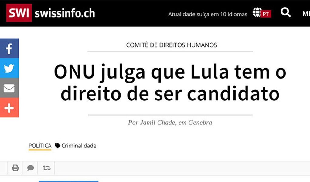 Estado de S. Paulo esconde entrevista com jurista da ONU favorável a Lula Estado de S. Paulo esconde entrevista com jurista da ONU favorável a Lula