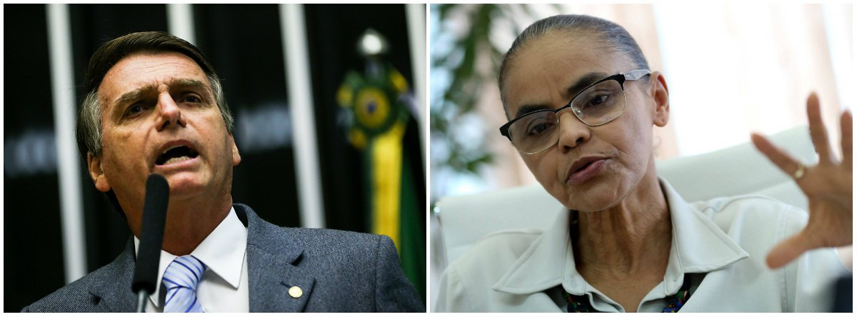 Bolsonaro tem medo de Marina (Foto: Esq.: Marcelo Camargo - ABR / Dir.: Adriano Machado - Reuters) Bolsonaro tem medo de Marina