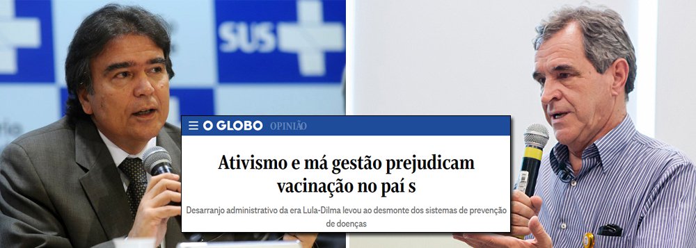 Ex-ministros rebatem 'fake news' de O Globo sobre programa de vacinação Ex-ministros rebatem 'fake news' de O Globo sobre programa de vacinação