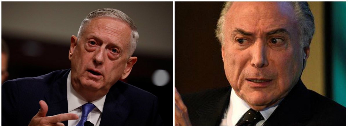 A visita de Mattis e a subserviência do governo Temer (Foto: Esq.: Reuters / Dir.: Darren Ornitz - Reuters) A visita de Mattis e a subserviência do governo Temer