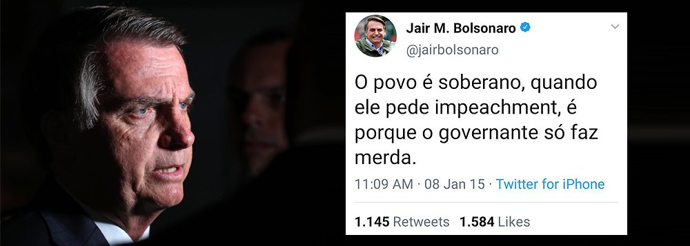 Bolsonaro em 2015: quando o povo pede impeachment é porque o governante só faz merda Bolsonaro em 2015: quando o povo pede impeachment é porque o governante só faz merda