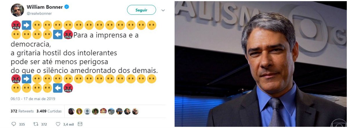Editor do Jornal Nacional, Bonner fala em 'gritaria hostil dos intolerantes' Editor do Jornal Nacional, Bonner fala em 'gritaria hostil dos intolerantes'