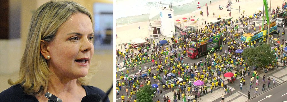 Gleisi: mídia escondeu o caráter fascista dos atos pró-Bolsonaro Gleisi: mídia escondeu o caráter fascista dos atos pró-Bolsonaro