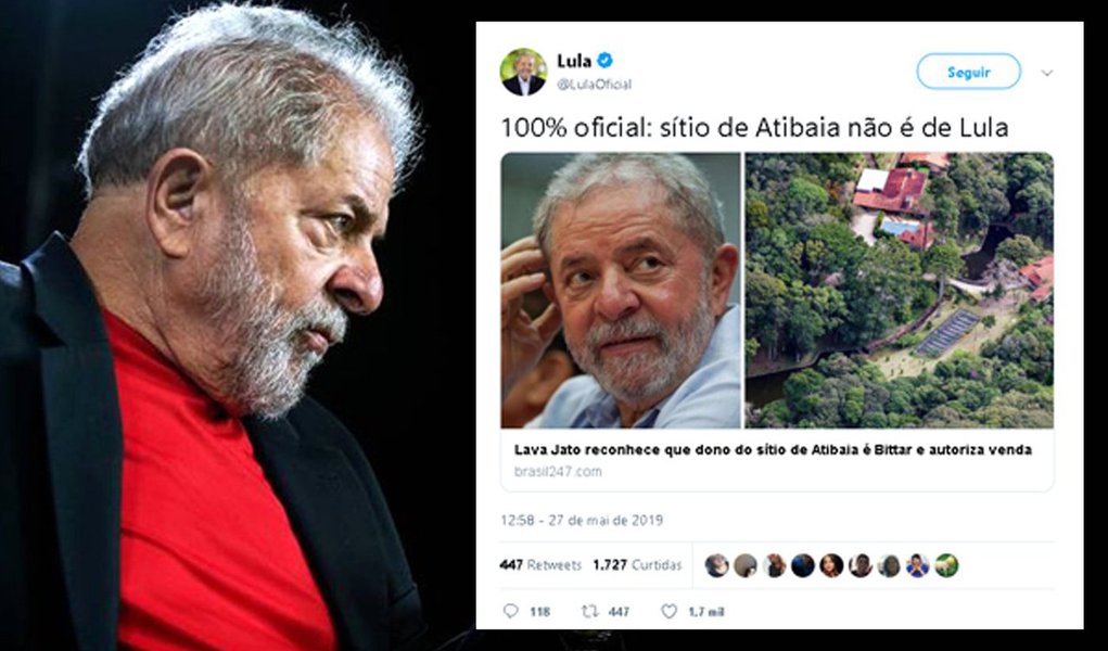 100% oficial: sítio de Atibaia não é de Lula, ressalta ex-presidente 100% oficial: sítio de Atibaia não é de Lula, ressalta ex-presidente