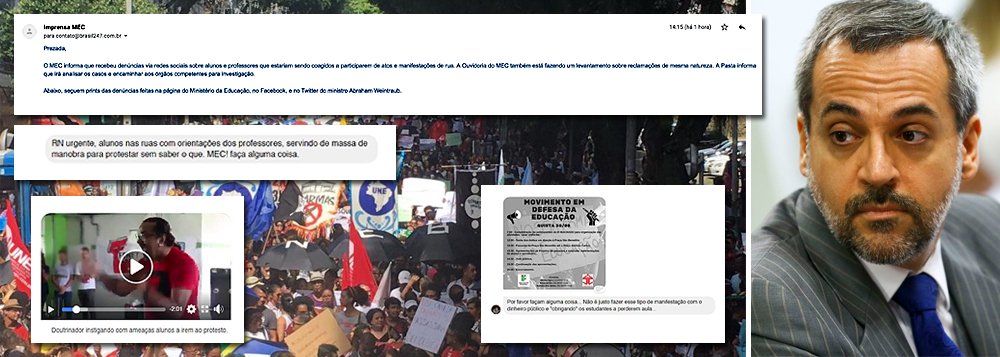 Weintraub cria factoide com 'denúncias' de bolsonaristas para acusar professores de coação Weintraub cria factoide com 'denúncias' de bolsonaristas para acusar professores de coação