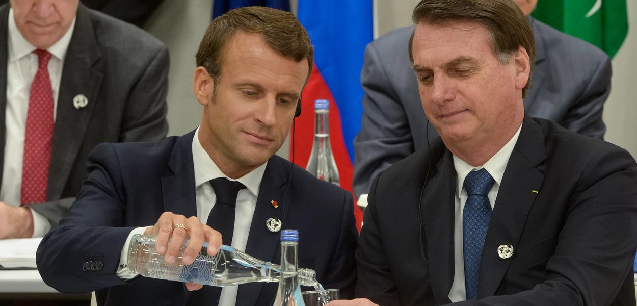 Osaka - Japão: Presidente Jair Bolsonaro e o Presidente da França, Emmanuel Macron, durante Reunião Paralela dos Líderes do G20 (Foto: Foto: Frederico Mellado / ARG) Osaka - Japão: Presidente Jair Bolsonaro e o Presidente da França, Emmanuel Macron, durante Reunião Paralela dos Líderes do G20