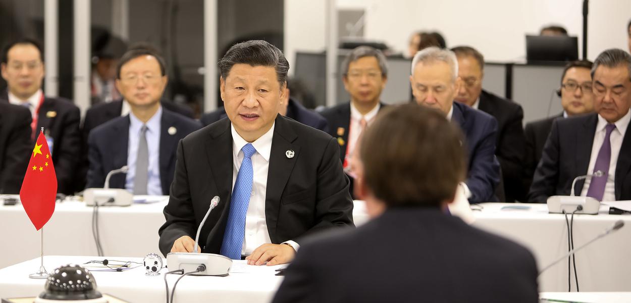 Osaka - Japão: Palavras do Presidente da República Popular da China, Xi Jinping, com Jair Bolsonaro. (Foto: Clauber Cleber Caetano / PR) Osaka - Japão: Palavras do Presidente da República Popular da China, Xi Jinping, com Jair Bolsonaro.