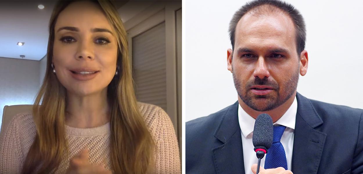 Rachel Sheherazade e Eduardo Bolsonaro (Foto: Reprodução | Câmara) Rachel Sheherazade e Eduardo Bolsonaro