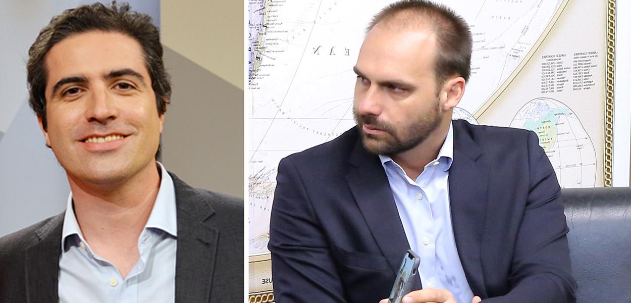 Bernardo Mello Franco e Eduardo Bolsonaro (Foto: Reprodução | Antônio Augusto/Câmara dos Deputados) Bernardo Mello Franco e Eduardo Bolsonaro