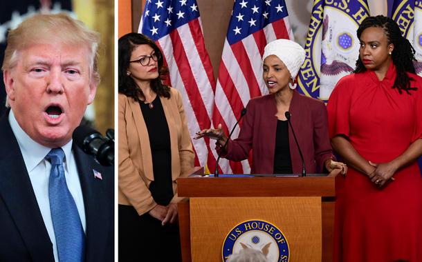 Donald Trump e deputadas Rashida Tlaib, Ilhan Omar, Ayanna Pressley e Alexandria Ocasio-Cortez (Foto: Reuters) Donald Trump e deputadas Rashida Tlaib, Ilhan Omar, Ayanna Pressley e Alexandria Ocasio-Cortez