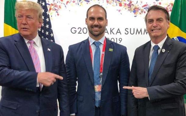 Trump, Eduardo e Jair Bolsonaro (Foto: Reprodução) Trump, Eduardo e Jair Bolsonaro