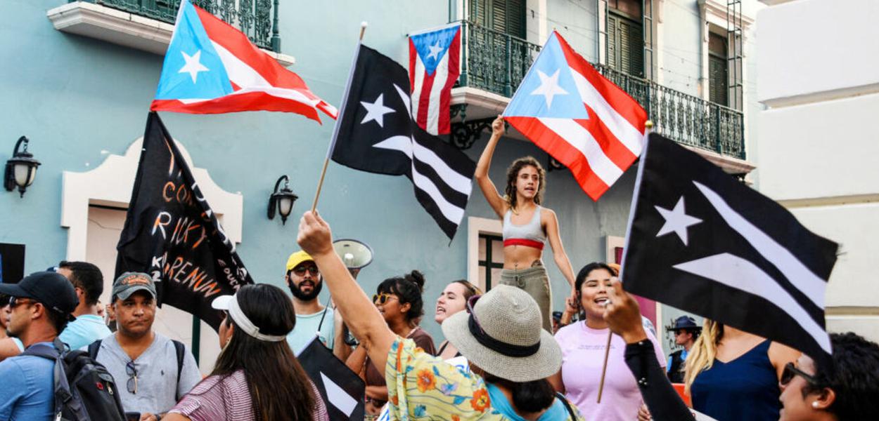 Protestos em San Juan, Porto Rico, após vazamentos de conversas impróprias no Telegram (Foto: REUTERS/ GABRIELLA N. BAEZ) Protestos em San Juan, Porto Rico, após vazamentos de conversas impróprias no Telegram