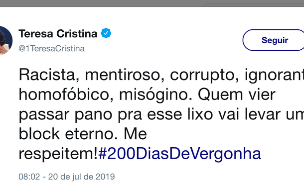 (Foto: tweet de Teresa Cristina)