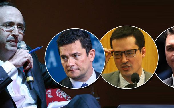 Reinaldo Azevedo, Sergio Moro, Deltan Dallagnol e Flavio Bolsonaro (Foto: azevedo-moro-deltan-flavio) Reinaldo Azevedo, Sergio Moro, Deltan Dallagnol e Flavio Bolsonaro